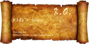 Klár Olga névjegykártya