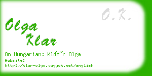 olga klar business card